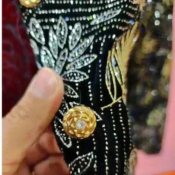 VTG Blazer Jacket 16 Black Silver Gold Sparkles Shimmer Norton McNaughton 1980s - Picture 4 of 11